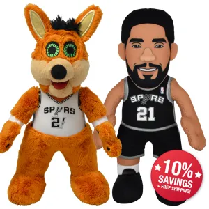 San Antonio Spurs Coyote & Tim Duncan 10" Plush Figures Bundle